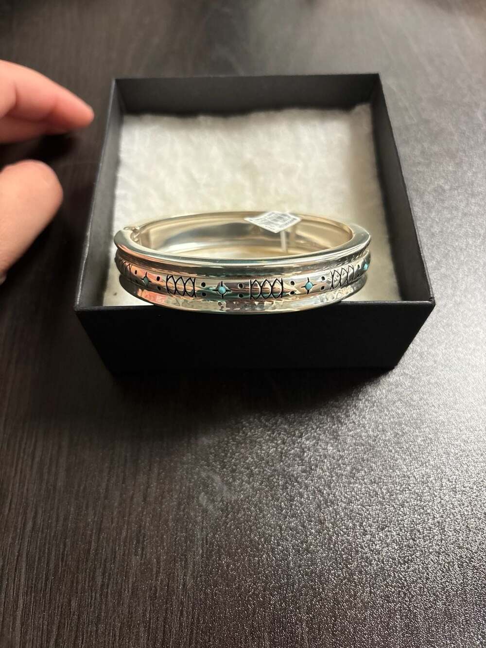 Brighton Southwest Dream Silver Turquoise Hinged Bangle Bracelet